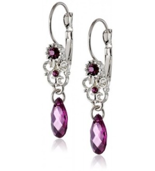 1928 Jewelry "Essentials" Silver-Tone Purple Teardrop Earrings - CU11JQDG9S1