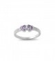 CHOOSE YOUR COLOR Sterling Silver Double Love Heart Ring - Simulated Amethyst - CP187YSIIT3