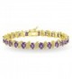 Sterling Silver Genuine- Created or Simulated Gemstone Oval and S Tennis Bracelet - Amethyst - Gold Flash - CQ187MIRAX4