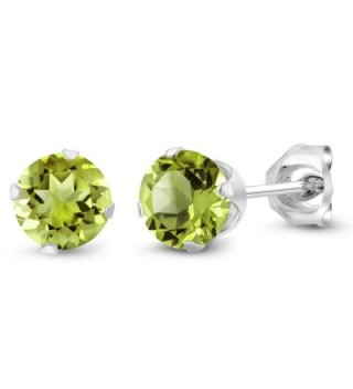 1.00 Ct Round Green Peridot Gemstone Birthstone 925 Sterling Silver 5MM Women's Stud Earrings - C6115TRD2IX