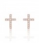 Rose Gold Plated 925 Sterling Silver Beautiful CZ Cross Earrings - C112B8OLAU1