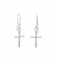 925 Sterling Silver Thin Cross French Wire Earrings - CB112ZLFRJN