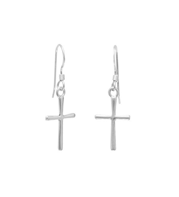 925 Sterling Silver Thin Cross French Wire Earrings - CB112ZLFRJN