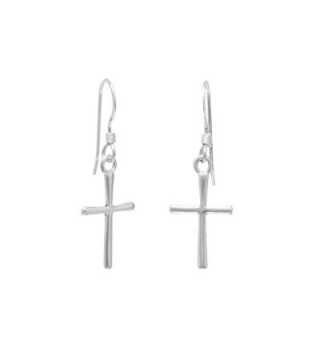 925 Sterling Silver Thin Cross French Wire Earrings - CB112ZLFRJN