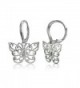 Sterling Silver High Polished Filigree Butterfly Leverback Earrings - CL182EASKEZ