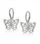 Sterling Polished Filigree Butterfly Leverback