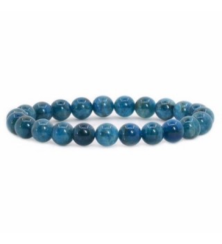 Justinstones Gem Semi Precious Gemstone 8mm Round Beads Stretch Bracelet 7" Unisex - Apatite - CI12O3VHT55