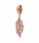 Rose Gold Dangling Feather Charm Authentic 925 Sterling Silver Charm Pendant for Charms Bracelet - CE12M4PM3H3