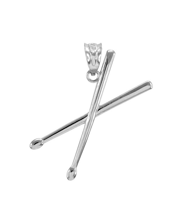 925 Sterling Silver 3D Drum Sticks Music Charm Pendant - C112HJTLLA3