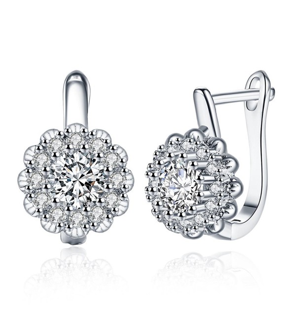 Plated Flower Zirconia Earrings DreamSter - 18K White Gold Plated - CA18982XAIK