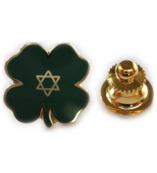 Lucky Jewish Four Leaf Clover Irish Isreal Star of David Lapel Pin - CW113IM2H0Z
