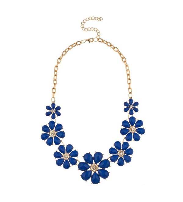 Lux Accessories Womens Tribal Floral Bib Statement Necklace - Royal Blue - C811PIXBVLN