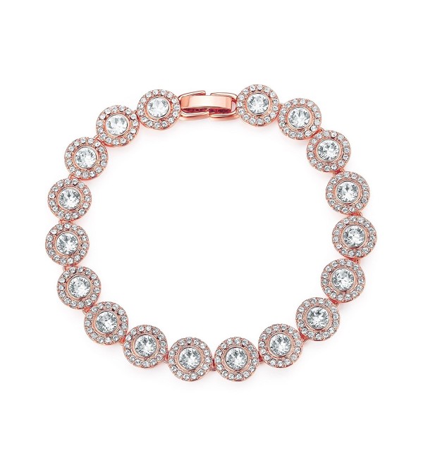 MYJS Angelic Tennis Bracelet Rose Gold Plated with Swarovski Crystals- Bridal Wedding Bridesmaid Gift - CD12MRRQNFB