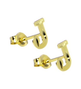 14k Yellow Gold Initial J Stud Earrings - CZ114UN44ZR