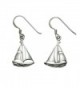 Sterling Silver Sailboat French Wire Earrings - CU110U4BY3Z