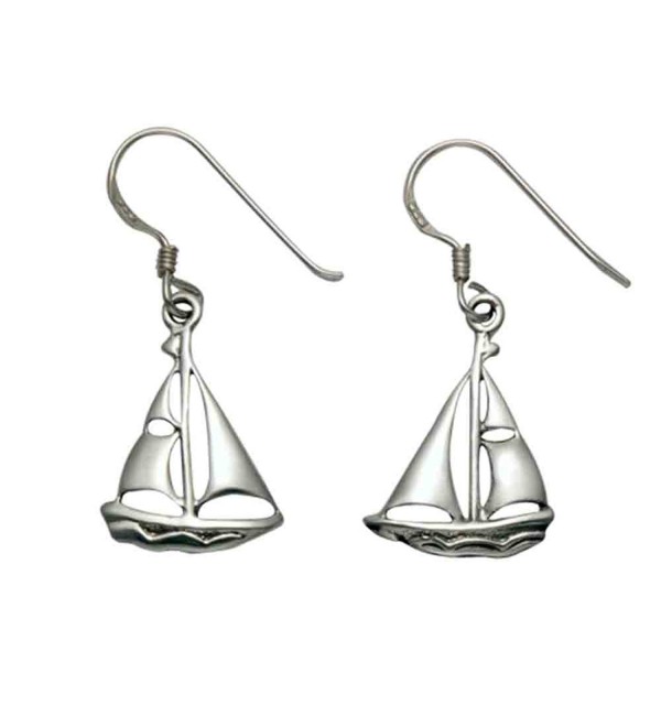 Sterling Silver Sailboat French Wire Earrings - CU110U4BY3Z