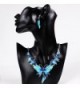 QIYUN.Z Enamel Butterfly Pendant Bib Fringe Y Neck Lariat Necklace Stud Earrings Set - CQ11MNV03C1