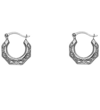 14k White Gold Fancy Filligree Hoop Earrings (13 x 13mm) - CO125HF4Q59