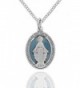 Heartland Women's Sterling Silver Oval Blue Enamel Miraculous Medal + USA Made + Pick Chain - CW1896Y62UC