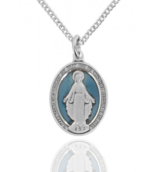 Heartland Women's Sterling Silver Oval Blue Enamel Miraculous Medal ...