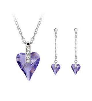 COPAUL Fashion Austrian Necklace Earrings - Light Ppurple - CQ11WUM53DH