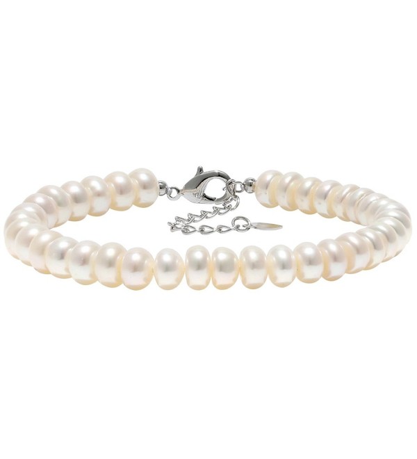 Aobei Cultured Freshwater Pearls Bracelet 6.5-7 mm AAA Quality Silver-tone - CE12NFDSOB4