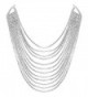 Humble Chic Darling Waterfall Bib Necklace Multi-Strand Chain CZ Simulated Diamond Collar - Silver-Tone - CA182H2SRNC