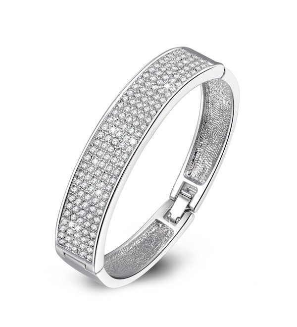 QIANSE "Queen Snow" Diamond Accent Crystal Pave Bangle Bracelet 7.8" - C811WIUUHCD