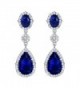 SELOVO Teardrop Drop Dangle Earrings Silver Tone Party Jewelry - blue - C412HWWFF9L