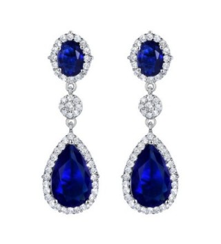 SELOVO Teardrop Drop Dangle Earrings Silver Tone Party Jewelry - blue - C412HWWFF9L