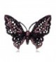 Alilang Gunmetal Tone Black Purple Pink Rhinestones Butterfly Ring - CF115Y5M2VX