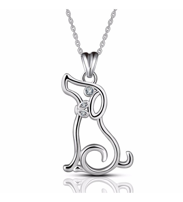EUDORA 925 Sterling Silver Necklace "Loyal Dog" Pendant Christmas Gift 18" O-ring Chain - CM188NOZRWT