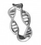 Women Fashion Stainless Steel DNA Helix Band Chemistry Science Molecule Ring Creative Silver Finger Band - C01822R7TO8