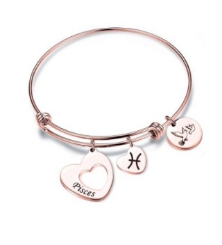 Maofaed Rose Gold Zodiac Sign Constellation bracelet for Women Girl Gifts - Pisces-Rose Gold - CF185SGIOE6