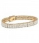 Gold Tone Double Row Tennis Bracelet (5.5mm)- Princess Cut Cubic Zirconia- 7.25" - CJ12OBVEB8A
