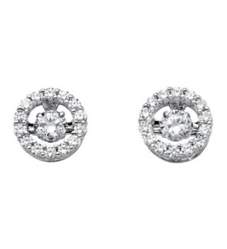 White Cubic Zirconia "CZ in Motion" Halo Stud Earrings in Platinum over .925 Silver - CN11VAPJHS1