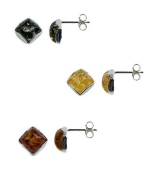 Multicolor Amber Perfect Classic Square Stud Earrings Set - C01138BE7CH