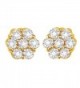 Round Cut White Cubic Zirconia Flower Shape Stud Earrings in 14k Gold Over Sterling Silver (0.05 cttw) - CJ12O0TE359