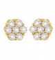 Round Cut White Cubic Zirconia Flower Shape Stud Earrings in 14k Gold Over Sterling Silver (0.05 cttw) - CJ12O0TE359