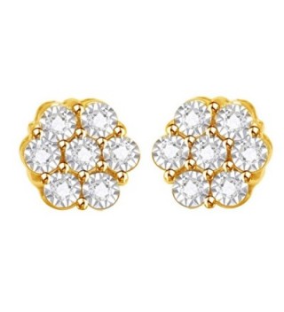 Round Cut White Cubic Zirconia Flower Shape Stud Earrings in 14k Gold Over Sterling Silver (0.05 cttw) - CJ12O0TE359