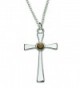 Women's Silver Cross Necklace with Genuine Mustard Seed 18" Chain in Gift Box - C811QUBH6ZR