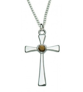 Women's Silver Cross Necklace with Genuine Mustard Seed 18" Chain in Gift Box - C811QUBH6ZR