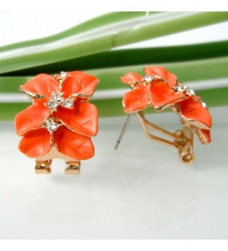 Navachi Plated Crystal Orange Earrings in Women's Stud Earrings