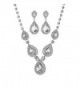 Miraculous Garden Teardrop Crystal Rhinestone Necklace Earrings Jewelry Sets for Wedding - White - C8186094HUT