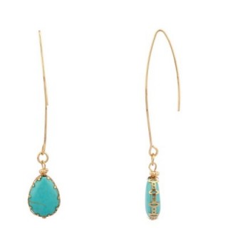 Lux Accessories Dangle Teardrop Synthetic Turquoise Stone Earrings - CA11MDIHPR5