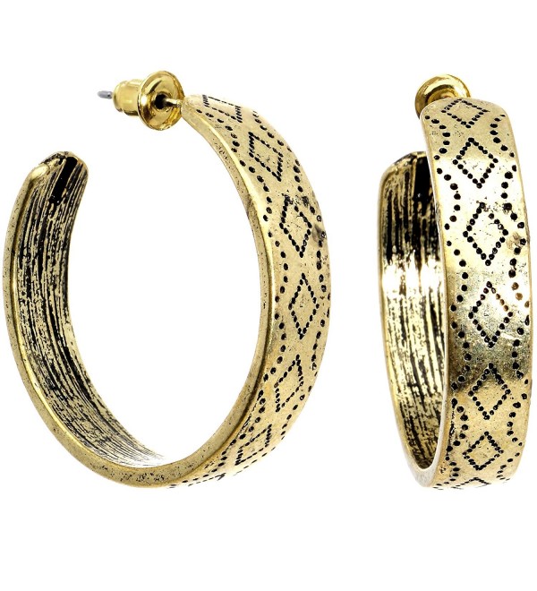 Body Candy Burnished Gold Plated Bohemian Scroll Hoop Stud Earrings - CK128Z15GEH