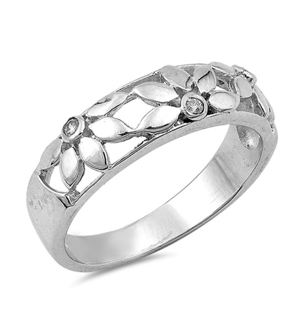 White CZ Polished Flower Filigree Ring New .925 Sterling Silver Band Sizes 5-10 - CM12JBXIMNZ