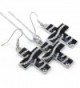 Stripe Christian Pendant Necklace Earrings