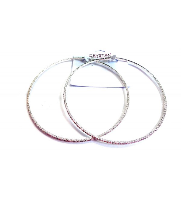 Large 4 Inch Hoop Earrings Thin Rhinestone Hoop Earrings Silver or Gold Hoop Earrings - CJ17YE8Y2HT