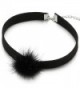 Cute Black Choker Necklace with Red Fluffy Fur Ball Pom Pom Charm Pendant for Lady Women Girls - 1 - C512NACDMXC